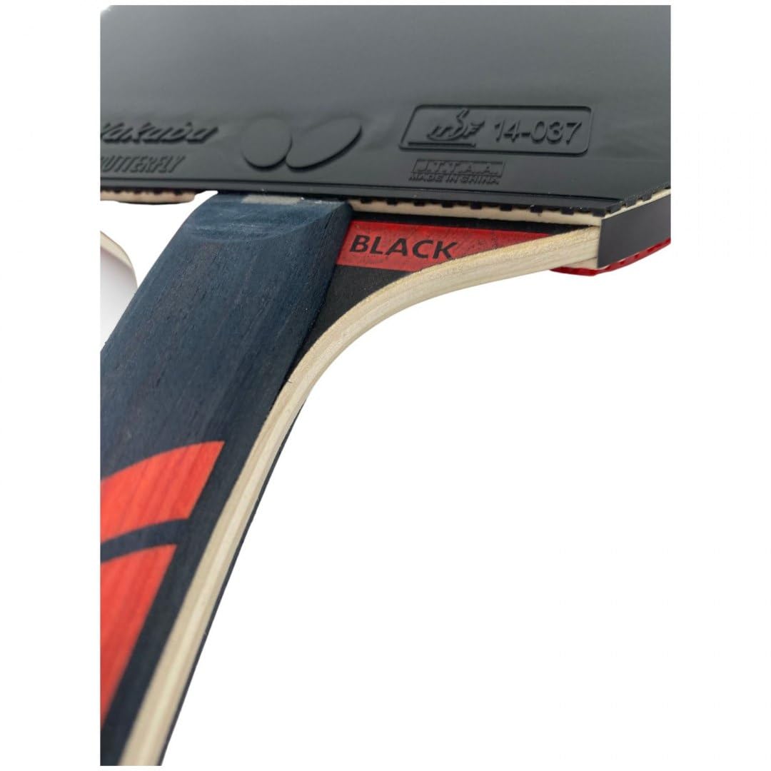 Butterfly® Dimitrij Ovtcharov Black - Racchetta da ping pong | Tecnologia Eva, rivestimento Wakaba certificato ITTF, spugna da 2,1 mm | Racket Bat TT professionale per giocatori avanzati
