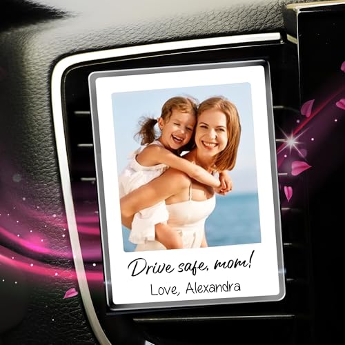 Fastpeace Polaroid Photo Mom - Clip de ventilación de coche personalizado con nombre, mensaje y aroma - Día de la Madre, regalo de cumpleaños y accesorio (clip de ventilación de automóvil Polaroid