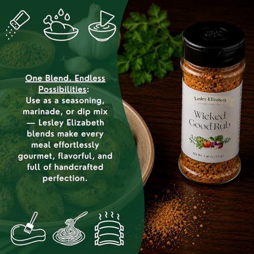 Image of Lesley Elizabeth Wicked Good Rub - All-Purpose Gourmet BBQ & Grill Seasoning for Chicken, Beef, Pork & Vegetables | Bold Flavor Spice Blend for Cooking & Roasting