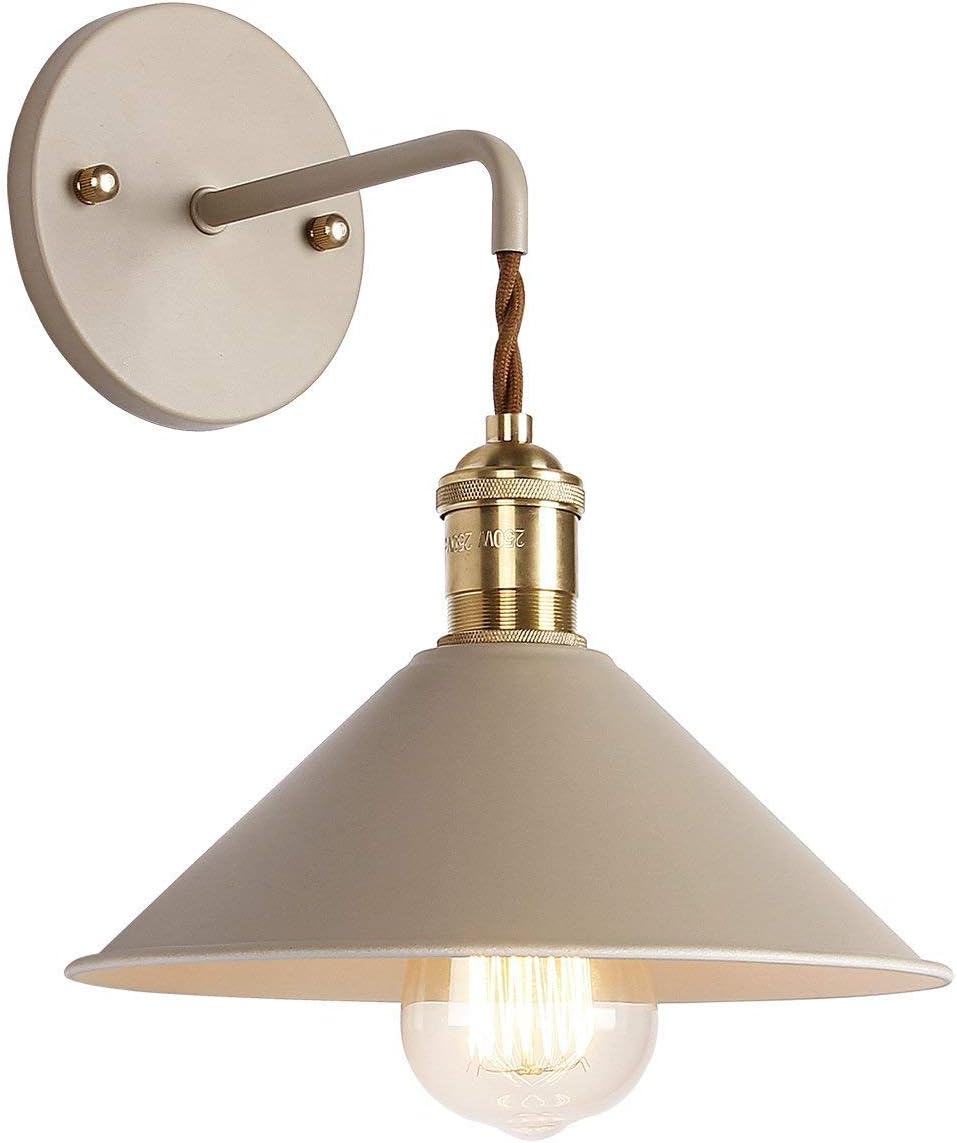 Wall Sconce Lamps Lighting Fixture with on Off Switch,Khaki Macaron Wall lamp E26 Edison Copper lamp Holder with Frosted Paint Body Bedside lamp Bathroom Vanity Lights
