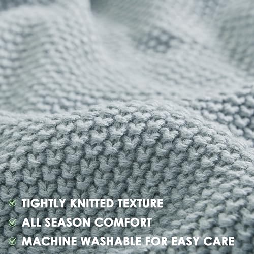 Image of Ink+Ivy Bree Knit Throw Blanket for Bed, Sofa, and Couch, Lightweight, Breathable, Soft & Cozy Summer Blanket, King (108 in x 90 in) Light Blue