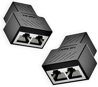 RJ45 Ethernet Cable Splitter Network Adapter,Ethernet Splitter 1 to 2 Cable Adapter Suitable Super Cat5, Cat5e, Cat6, Cat7 LAN Ethernet Socket Connector Adapter LAN Splitter (2pack Black)
