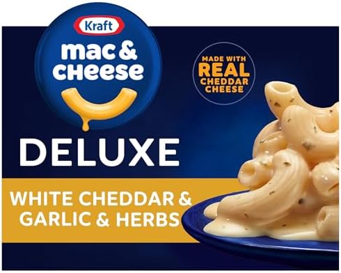 Kraft Deluxe Mac & Cheese Dinner, White Cheddar and Garlic & Herbs, 11.9 oz