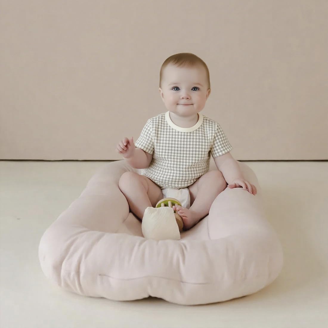 Baby Lounger for Newborn - Snuggle Cozy Me Lounger | Breathable Soft Cotton, 0-24 Months Portable Playtime Baby Nest, Newborn Baby Essentials Gifts- Petal (1 Lounger + 1 Cover) - Image 4