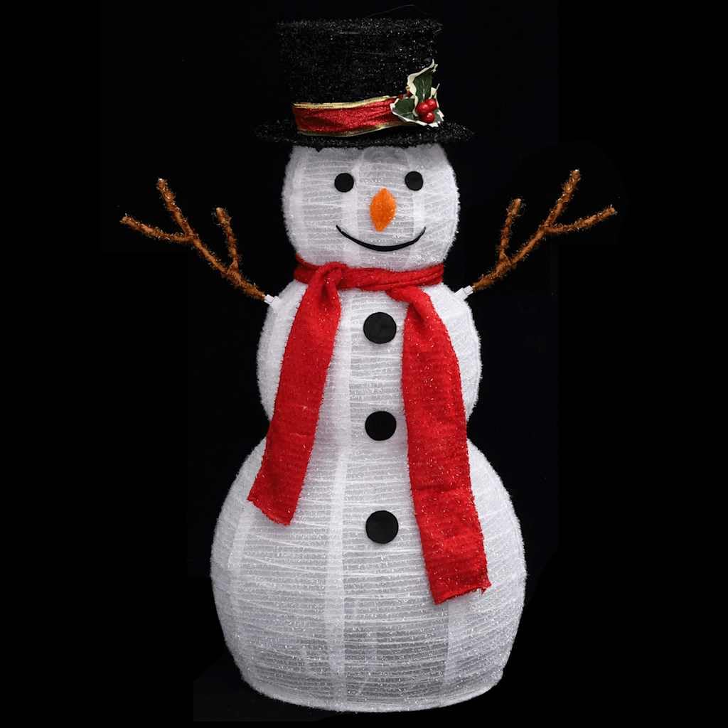 LED Schneemann Weihnachtsfigur 60 cm für Innen und Außen, Weihnachtsdeko mit 60 LEDs, 8 Lichtmodi, Stoff Deko-Figur für Weihnachtsstimmung, weiß