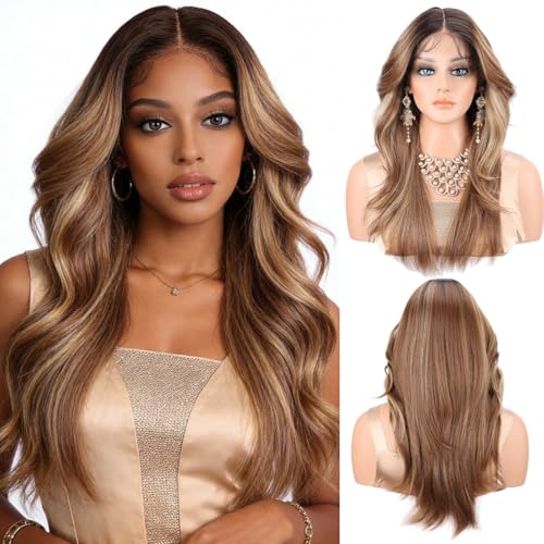 Blissource Glueless Synthetic Lace Front Wig 22 Inches Long Straight