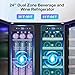 Tylza Wine and Beverage Refrigerator, 24 Inch Dual Zone Wine Beverage Cooler, Holds 20 Bottles and 88 Cans, Built-In and Freestanding, Seamless Glass Door, Under Counter Beer Wine Refrigerator
