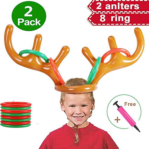 2PCS-Christmas-Party-Toss-Game-Inflatable-Reindeer-Antler-Hat-with-Rings-for-Kids-Adults-Family-Xmas-Fun-Games1-Pump8-Rings-2-Antlers 2PCS Christmas Party Toss Game Inflatable Reindeer Antler Hat with Rings for Kids Adults Family Xmas Fun Games1 Pump8 Rings 2 Antlers