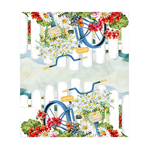Image of Texupday Floral Blooms Bicycle Fence Decoration Mailbox Cover with Magnetic Strip Spring Daisy Flower Mailbox Wraps Post Letter Box Cover Standard Size 21 inch X 18 inch for Garden Outdoor Yard Decor