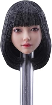 JAMING 1/6 Scale Female Head Sculpture, Beauty Girl Mandy Planted Hair Head Carving for 12 Inch Female PH TBL JO Action Figure Body A