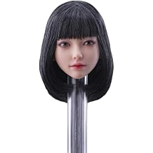 JAMING 1/6 Scale Female Head Sculpture, Beauty Girl Mandy Planted Hair Head Carving for 12 Inch Female PH TBL JO Action Figure Body A