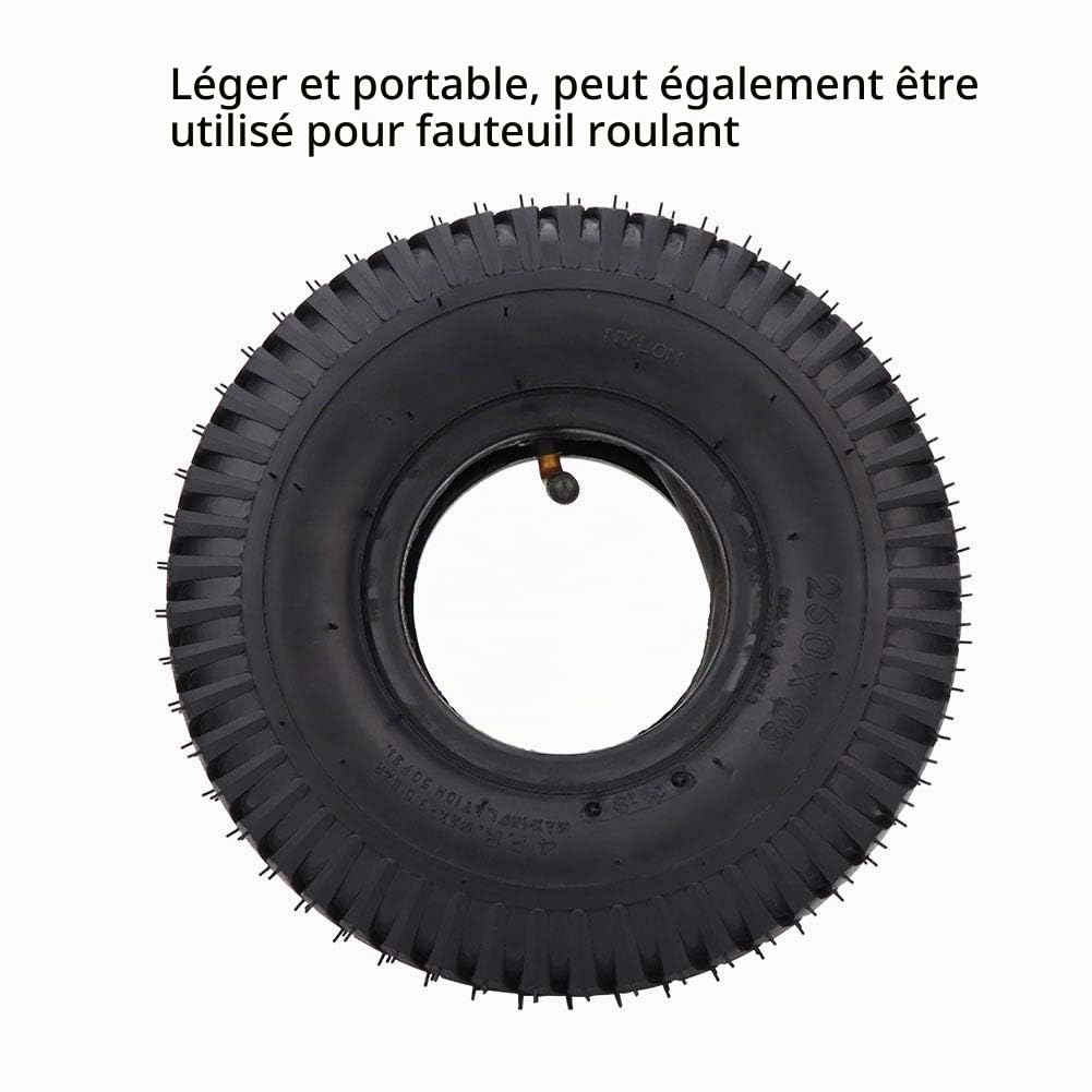 Nikou Pneu de fauteuil roulant 3.00-4/260X85 + Chambre à Air Pour Scooter et Fauteuil Roulant AdaptéE Aux Scooters éLectriques