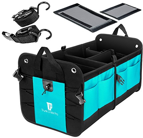 TRUNKCRATEPRO Premium Multi Compartments Collapsible Portable Trunk Organizer for auto, SUV, Truck, Minivan