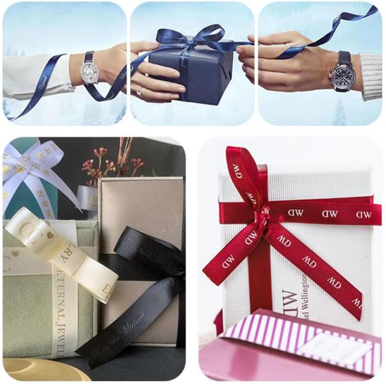 Miniatura 4 de Cinta personalizada de satén personalizada para envolver regalos, manualidades, paquete de costura, recuerdos con nombre de texto, icono, 1 rollo de
