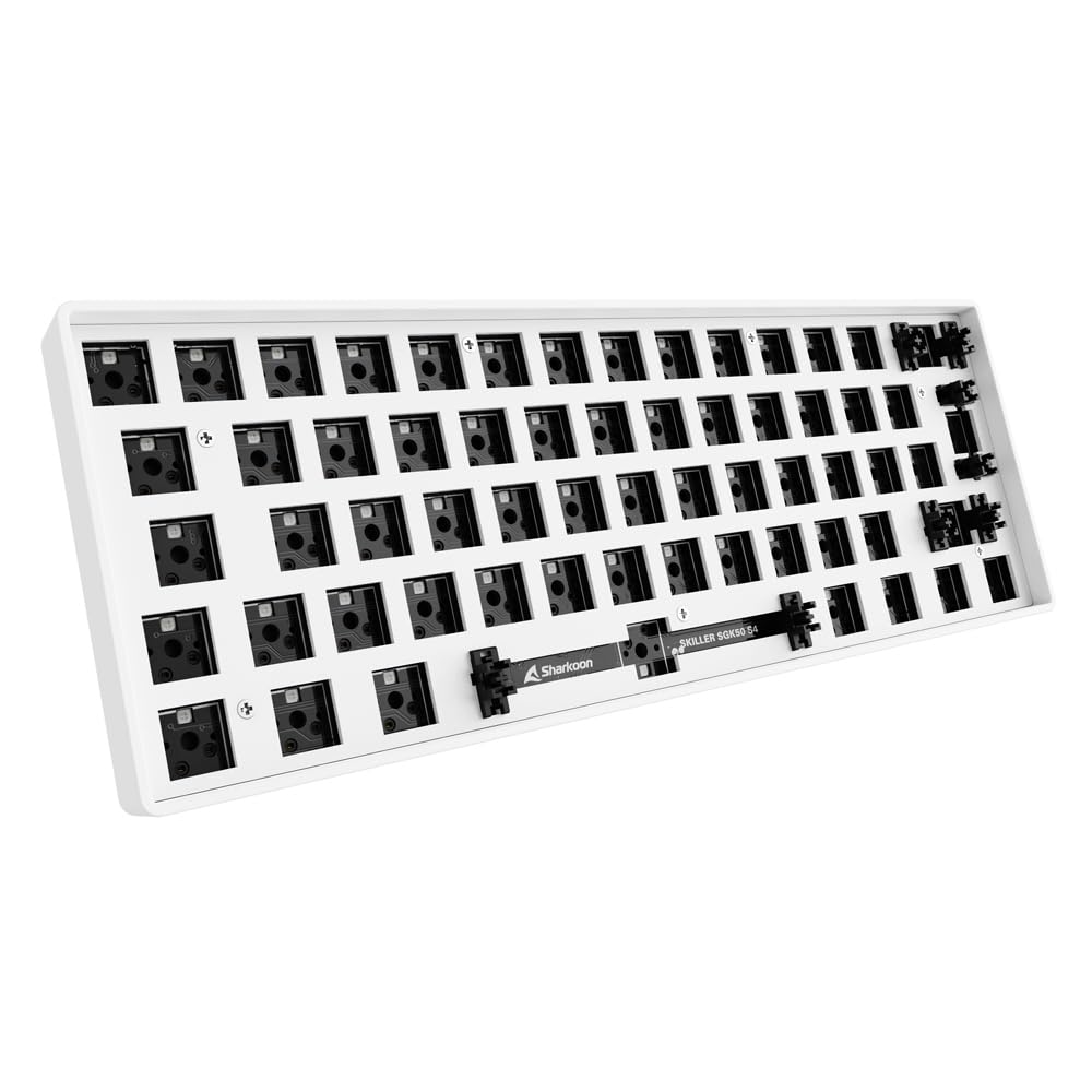 Sharkoon SKILLER SGK50 S4 Barebone ISO, Color Blanco, diseño del 60%, tecnología de Interruptor Intercambiable en Caliente