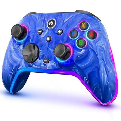 Image of Wireless Switch Controllers for Nitendo Switch /OLED /Lite, 1200mAh Switch Pro Controller with 10 Color Light Modes, Rechargeable Switch Turbo Control with Vibration, Turbo, Wake Up, 6-Axis Gyro