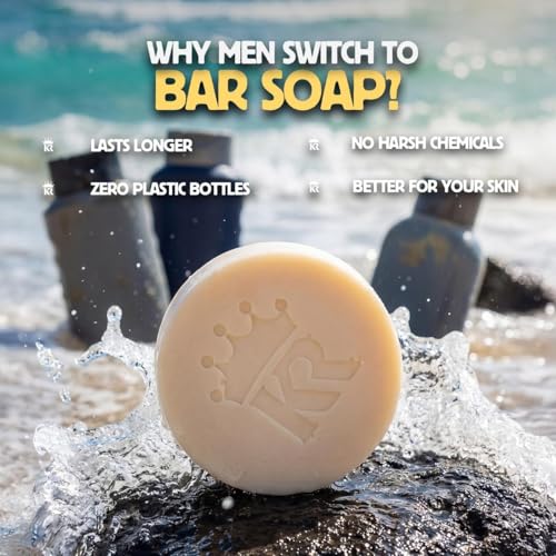 Image of Organic Cold Process Soap Bars for Men, Moisturizing Body Wash 3-Pack | Handcrafted Detoxifying Skincare Set Lasts 3X Longer, USDA Organic, Sulfate & Paraben Free, 3 x 4 oz Tropic Tide