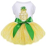Dog Dresses for Small Medium Dogs Girl Pineapple Mesh Dress Dog Outfit, Summer Tutu Dog Dresses Cat Apparel, Cute Pet Puppy Clothing Doggie Outfits, XS, Yellow