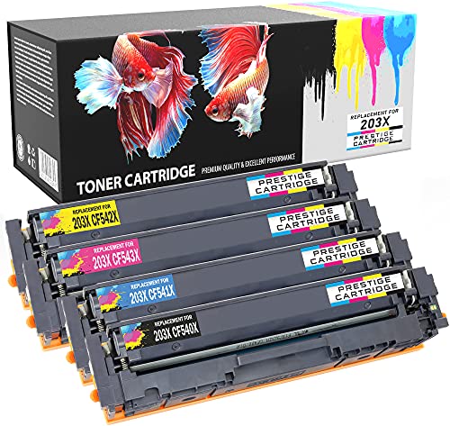 PRESTIGE CARTRIDGE 203X CF540X Compatible Cartucho de Tóner para HP Color LaserJet Pro MFP M281fdw M281fdn M280nw M254dw M254nw M254dn   Negro Cian Magenta Amarillo