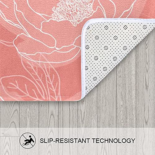 Best2Buy365 Blooming Peony Flower Coral Background Shower Curtain Sets With Microfiber Non-Slip Bathroom Accent Rugs Liner Fabric Machine Washable #TOP6