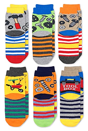Jefferies Socks Boys' Tools Pattern Crew Socks 6 Pack3