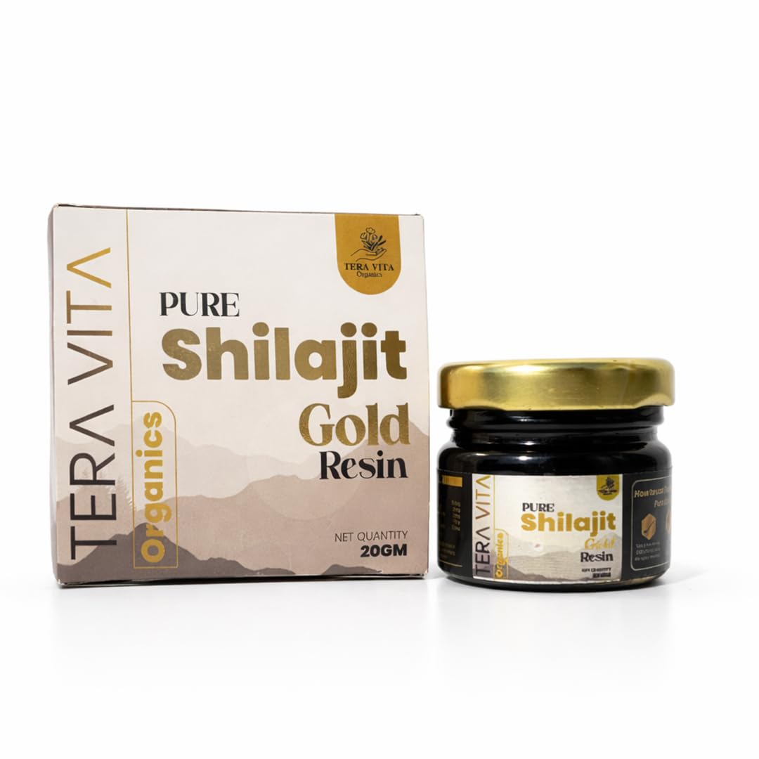 Shilajit/Shilajeet Gold Resin - 20g | 40 Servings | Boost Muscle Growth & Stamina | Contains 24 Carat Gold | 100% Ayurvedic