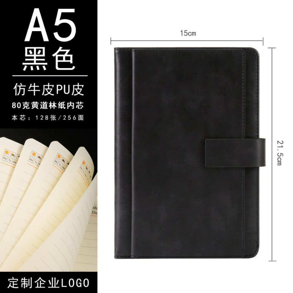 Quaderno retrò A5 Business in finta pelle Doppia copertina Blocco note Agenda Journal Planner Forniture per ufficio Forniture per studenti, A5, Nero, 1 PZ