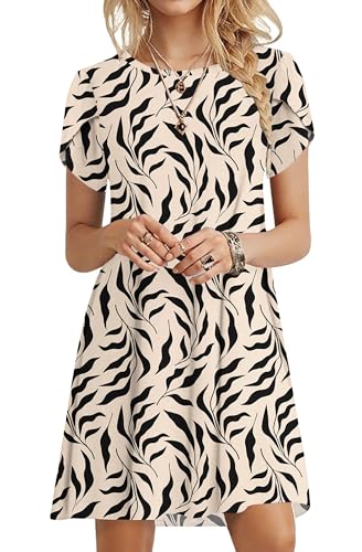 Image of PLOKNRD Women Summer Dresses Petal Short Sleeve with Pockets, NW Lf, M