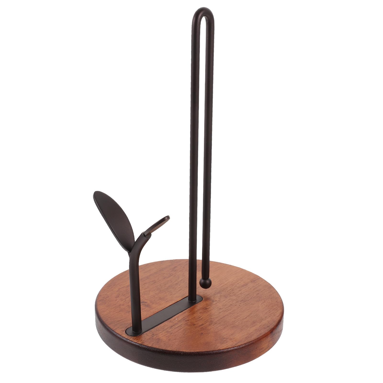 Hemobllo Portarrollos de Papel de Cocina Base de Madera y Estructura Vertical de Hierro, Soporte Duradero Que Ocupa Poco Espacio para Cocinas Modernas y Restaurantes
