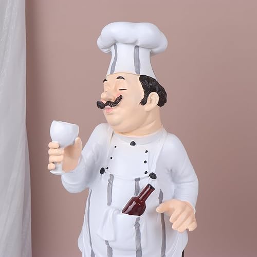 Miniatura 7 de VOSAREA Figura de chef francés, estatua coleccionable de resina para el hogar, decoración de mesa para decoración de casa de campo (chef tostado)