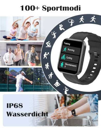 Smartwatch für Damen Herren Bluetooth-Anruffunktion 1.85" HD Fitnessuhr – Ansicht 3