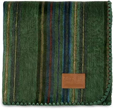 QISU Alpaca Wool Blanket Throw | Large, Beautiful, Warm, Variegated | 85 x 65 inches | Ultra-Soft, Hypoallergenic and Breathable | Non-Itchy or Scratchy Fabric (Green Variegated)