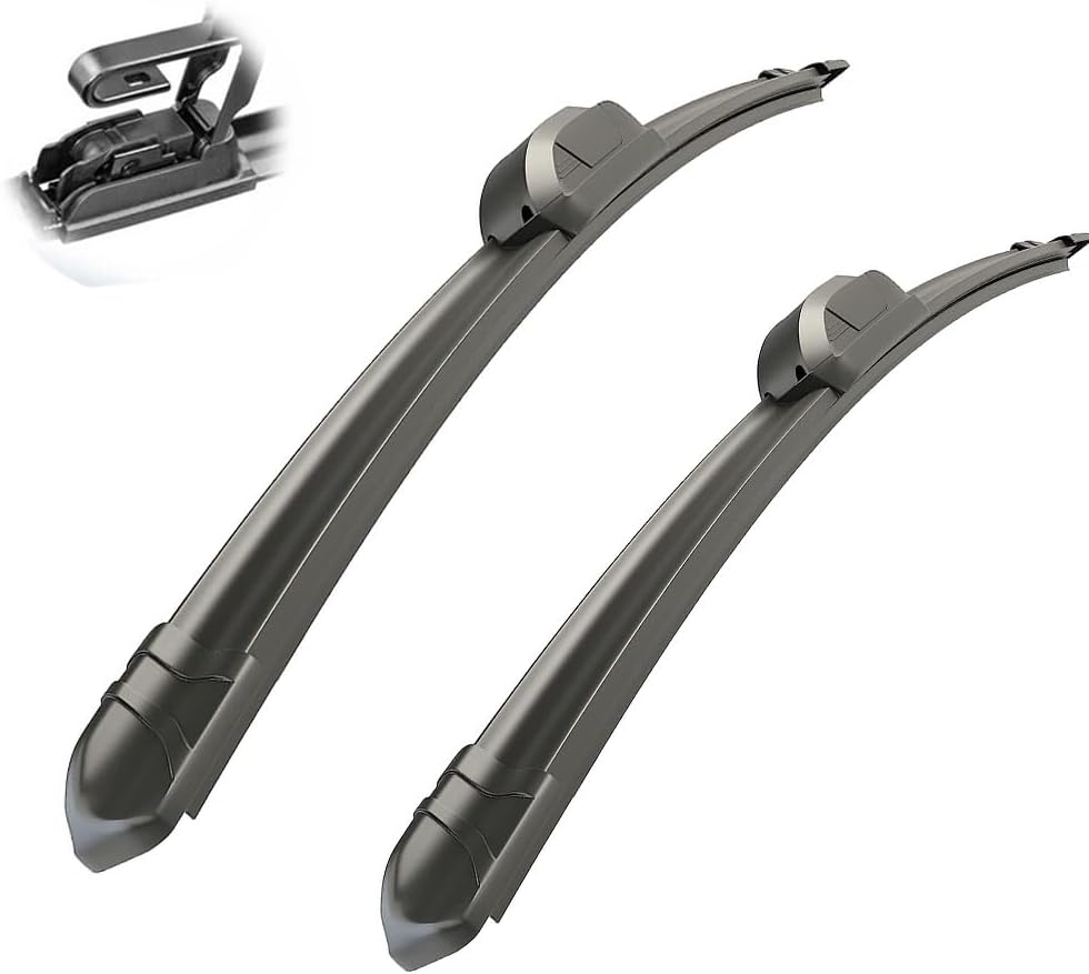 Two Autopixl front wiper blades with a detailed view of the J/U hook attachment mechanism.
