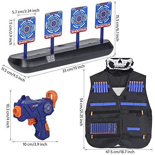 FOR21JOYS Cible électrique avec Gilet Tactique,1 Fusil pour Enfant et 20 fléchettes Set d'accessoires Nerf,Cadeaux d'anniversaire Jouets pour 6 7 8 9 10 Ans Enfants Garçon – Image 6