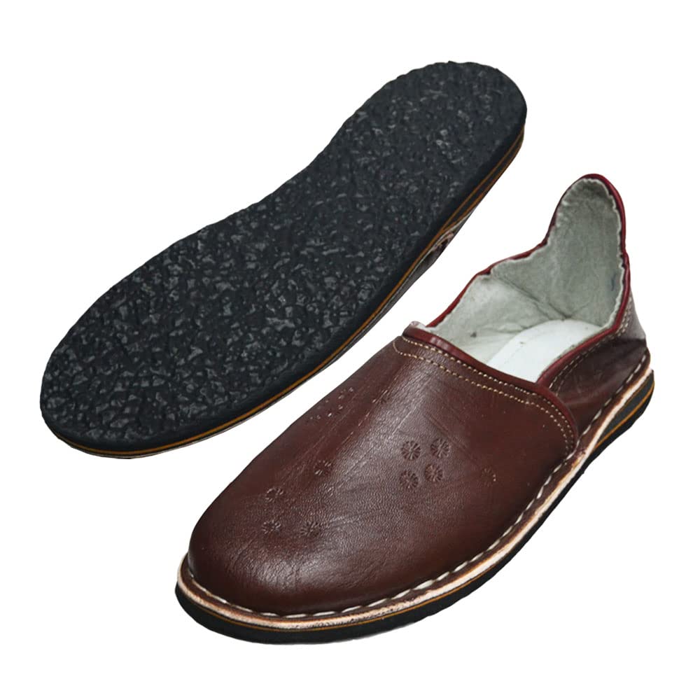 Horus Artesanía de Egipto Pantofole scarpe babbucce marocchine in pelle naturale, comode e robuste, per interno ed esterno, unisex