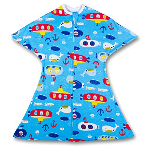 SleepingBaby Deep Blue Sea Swaddle Transition Zipadee-Zip Small 4-8 Months (12-19 Pound, 25-29 inches)