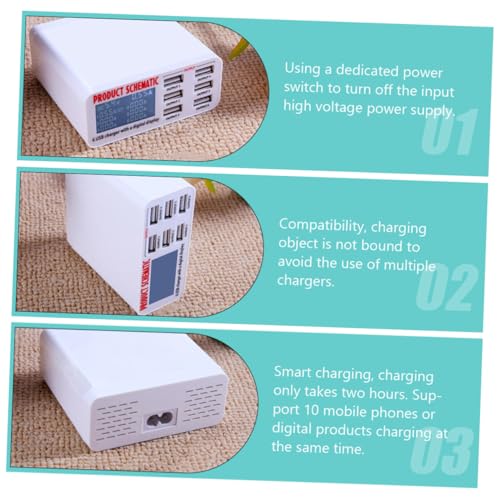 Estación de carga USB elegante de material ABS y PC con 6 puertos y panel digital 40w 5
