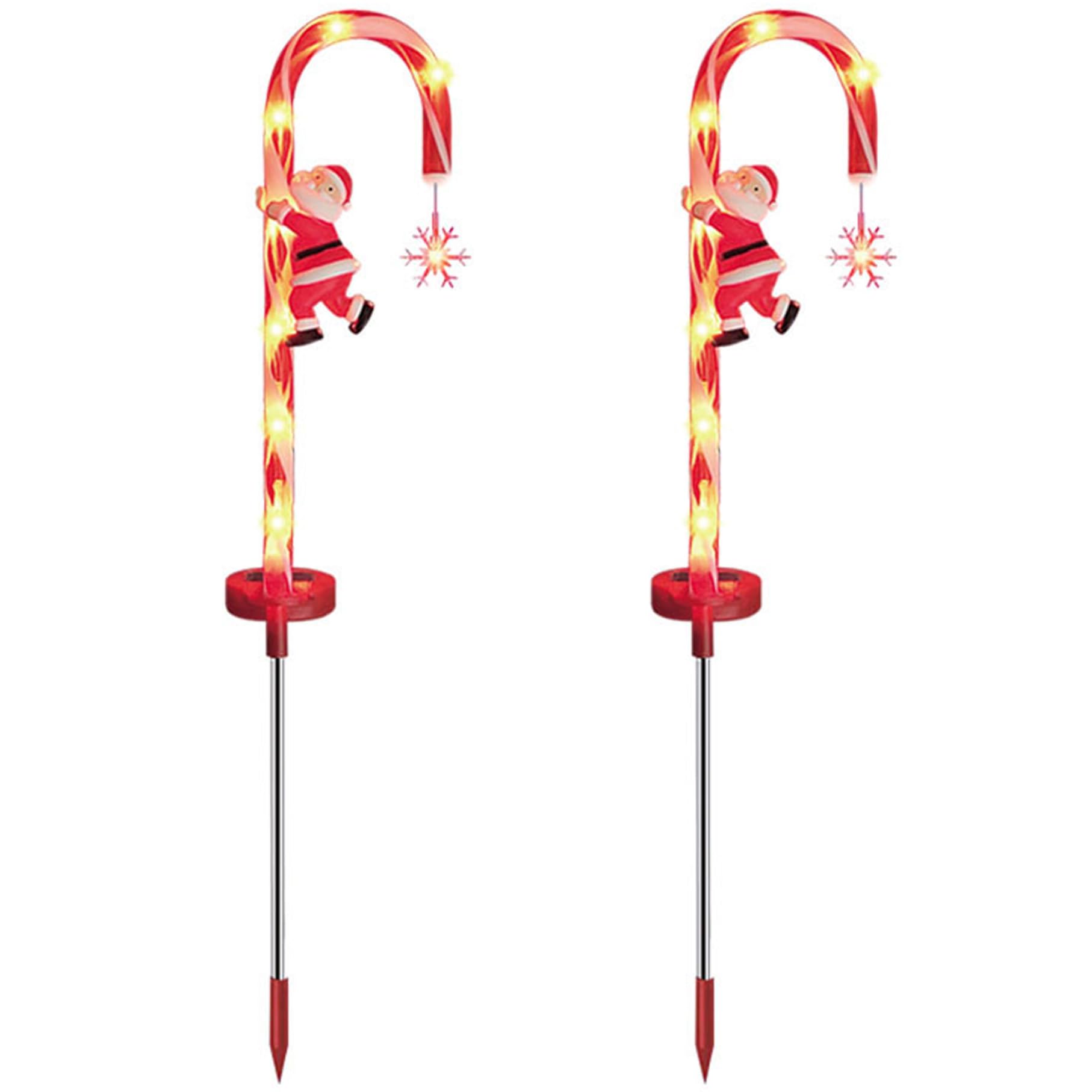 Peosaard 2Pcs Candy Cane Christmas Decorations, Christmas Outdoor Decorations, 8Led Solar Candy Cane Lights, 28 Inch Waterproof For Garden Lawn, Lights