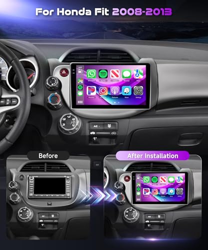 Image of [4+64G] Android 15 Car Radio Stereo for Honda Fit 2008-2013 with Wireless CarPlay & Android Auto, 10.1 Inch in-Cell Screen Car Auido with GPS WiFi FM RDS Radio EQ SWC AHD Backup Camera