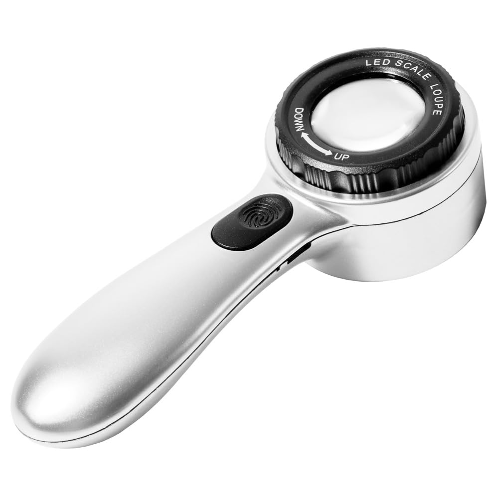 Jnchdghwa Antique Jewelry Appreciation Appraisal 30X Magnifier Handheld Rechargeable with 4 Color LED Light Reading Glasses Books