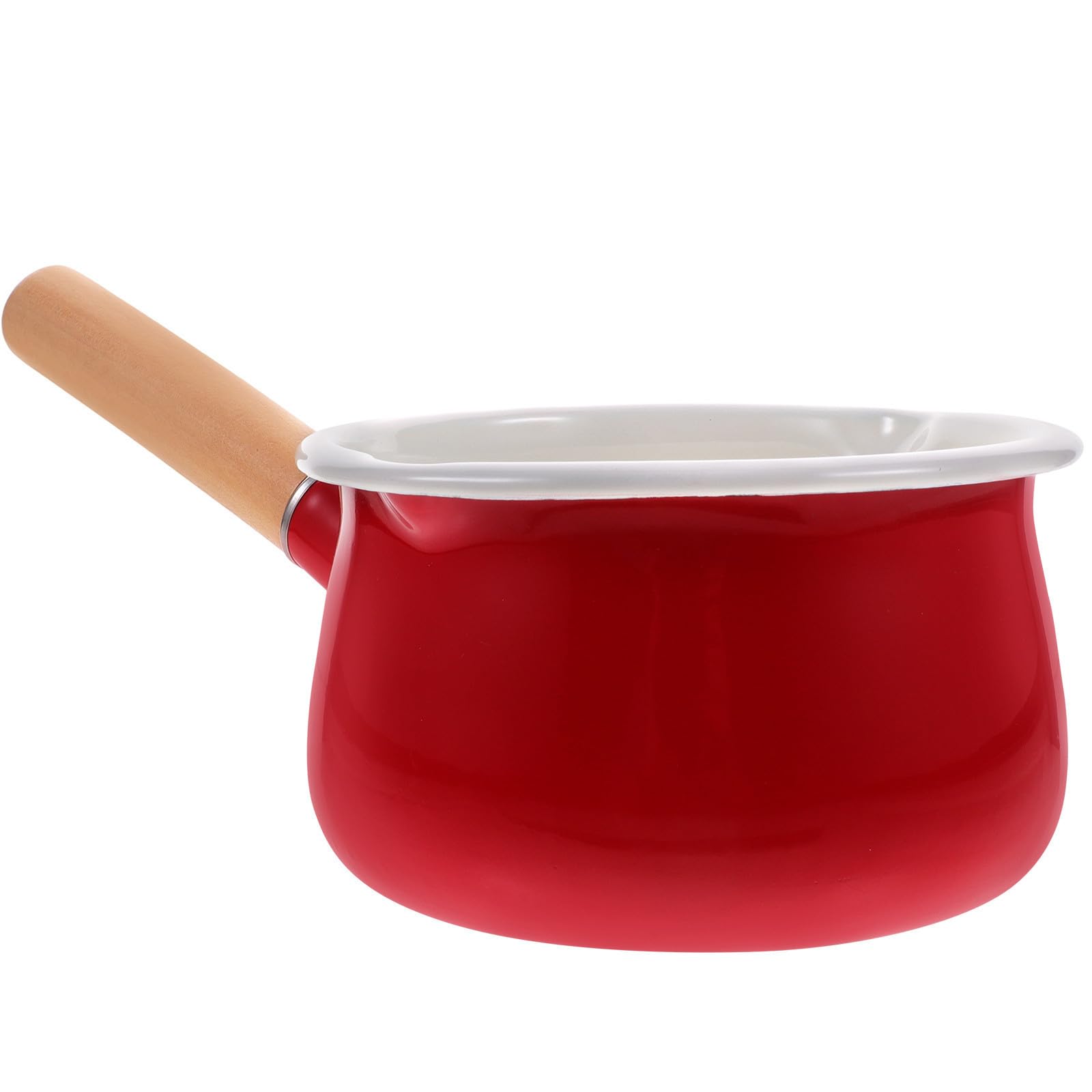 KOMBIUDA Pentola Piccola Smaltata Multiuso Manico in Legno Ergonomico, Antiaderente e Non Porosa per Zuppa e Regalo per Inaugurazione Casa