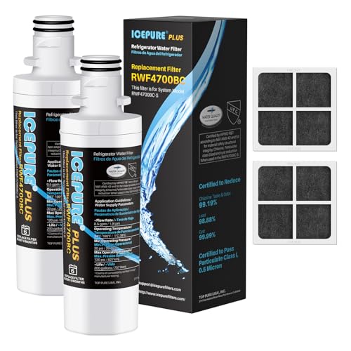 Image of ICEPURE PLUS ADQ747935 NSF /ANSI 53 Replacement for LG LT1000P Kenmore Elite 9980 LT1000 LT1000PC ADQ74793501 MDJ64844601 RWF4700A LFXS26973S Refrigerator Water Filter and LT120F Air Filter,2PACK