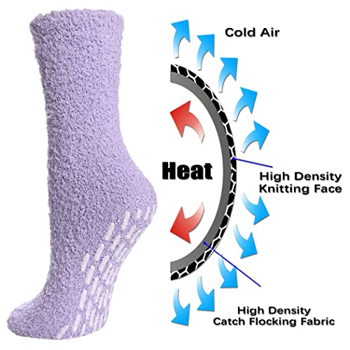 Fnovco Non Slip Socks For Women Winter Warm Cozy Fuzzy Slipper Socks Soft Fluffy Hospital Socks With Grips (6 Pairs Candy Color) #TOP4