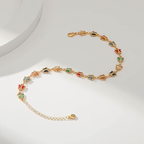 Miniatura 5 de Butterfly Anklets for Women 18 Gold Plated Dainty Gold Butterfly Anklet Bracelets for Women Teen Girls, Adjustable, Handmade Anklets