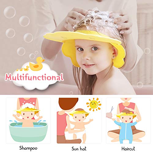 Baby Shower Cap Silicone Shower Visor Bathing Hat, Maydolly Shower Cap Infants Soft Protection Safety Visor Cap for Toddler Children, Yellow
