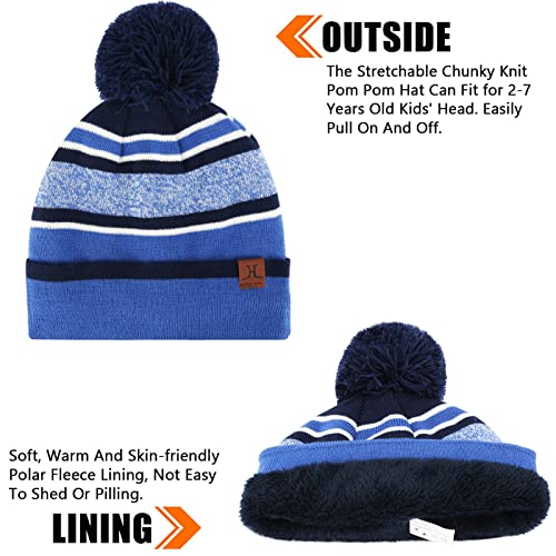 Image of Kids Toddlers Winter Hats Knit Warm Beanie Scarf Gloves Set for Boys Girls Age 2-7, Pompom Cap Neck Warmer Fleece Lined Gifts