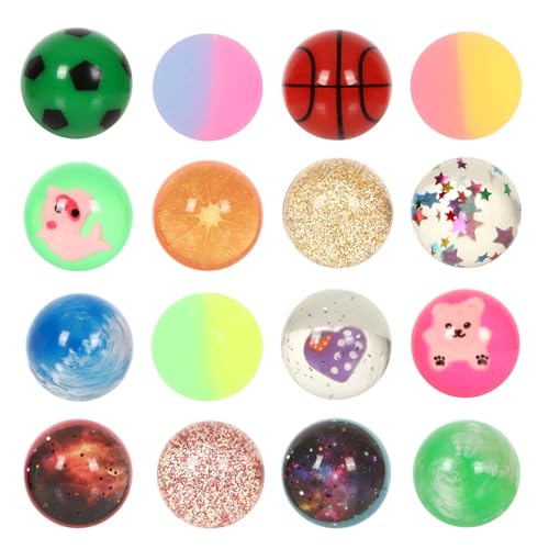 Image of Small Bouncy Balls for Kids Treasure Box Toys for Kids Classroom Party Favors Birthday Gift Treasure Box Prize Easter Egg Goodie Bag Pinata Stuffers Party Bag Fillers for Kid Boy Girl 3-5 4-8 (16pcs)