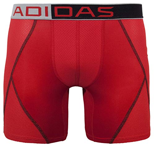 adidas Men's Climacool Mesh Boxer Brief Underwear, SLD Red/Black, Large