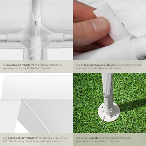 tectake® Tonnelle de Jardin Exterieur Tente de Reception 3x3m Protection UV 30+ Barnum Chapiteau Gazebo Pavillon de Jardin résistant à l'eau, Cadre Solide en Acier époxy – vue 5