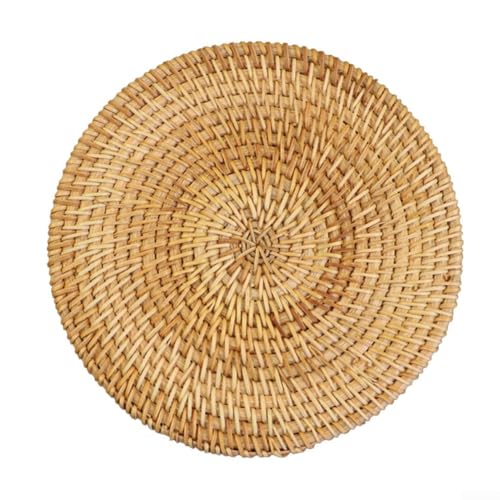 Posavasos de ratán hechos a mano y almohadillas aislantes, elegantes manteles individuales de paja para uso doméstico (18 cm)